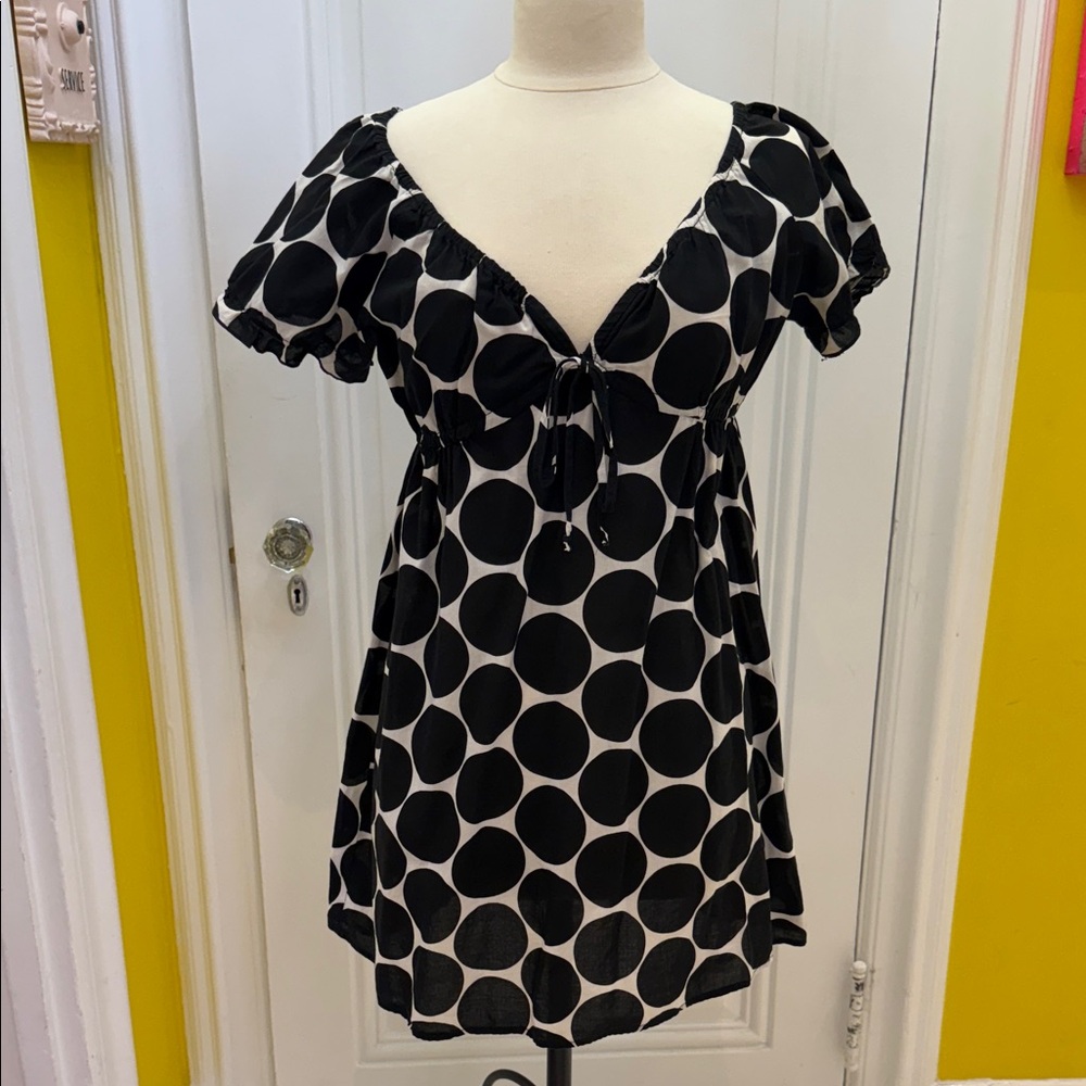 La Blanca Black and White Polka Dot Dress sz Med